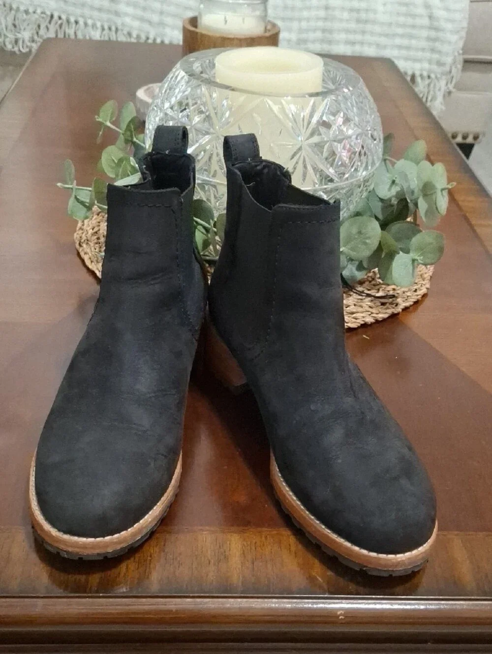 Patina Portland Leather Co. Black Chelsea Ankle Boots - Suede Slip-On Booties